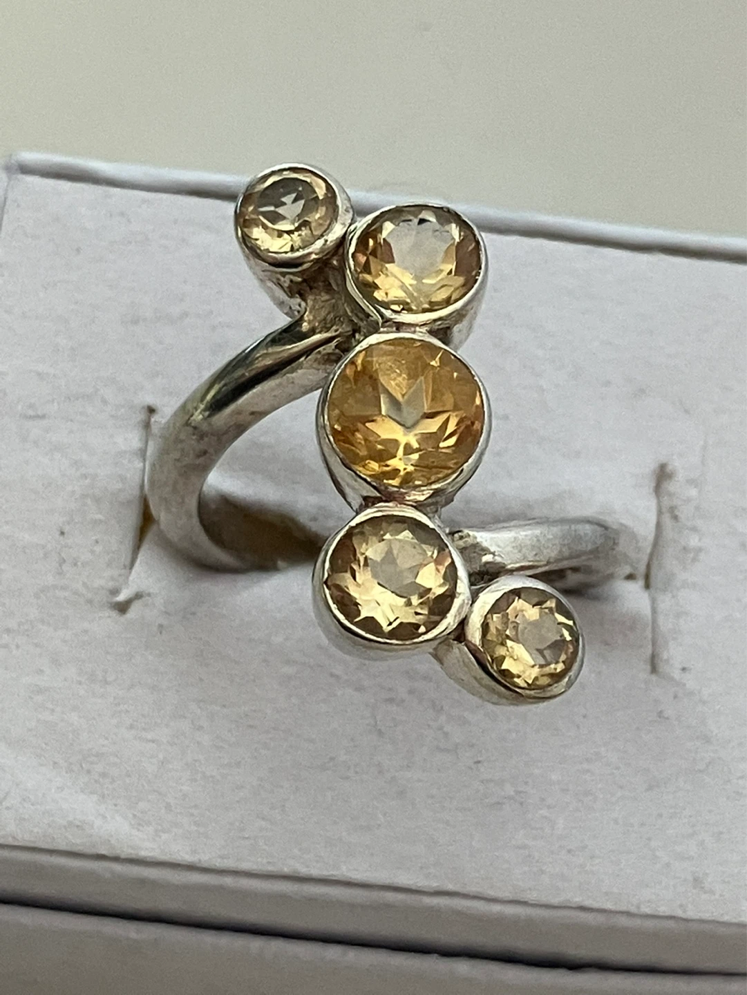 Sterling Silver Citrine Cluster Ring Size 6.6 - photo 3