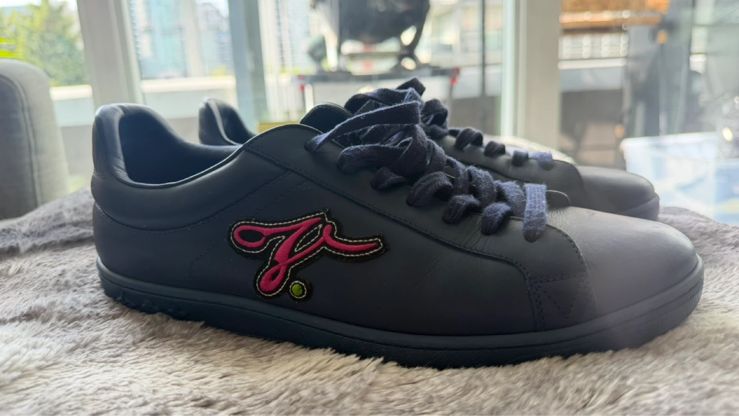 Louis Vuitton Navy Leather "Louis" Sneakers - photo 3