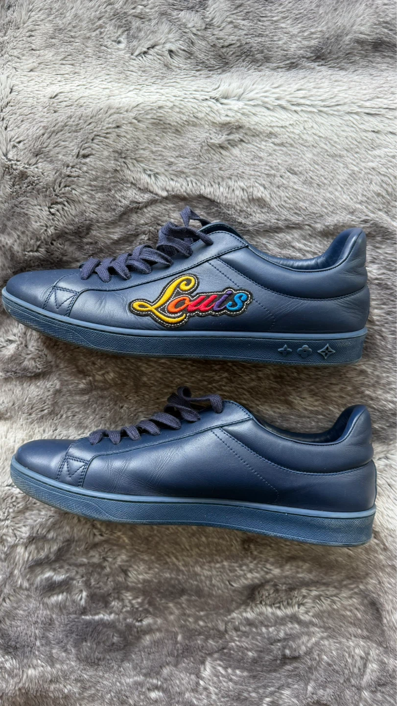 Louis Vuitton Navy Leather "Louis" Sneakers