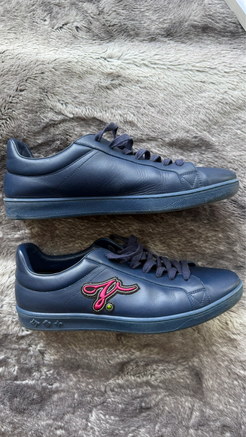 Louis Vuitton Navy Leather "Louis" Sneakers - photo 2