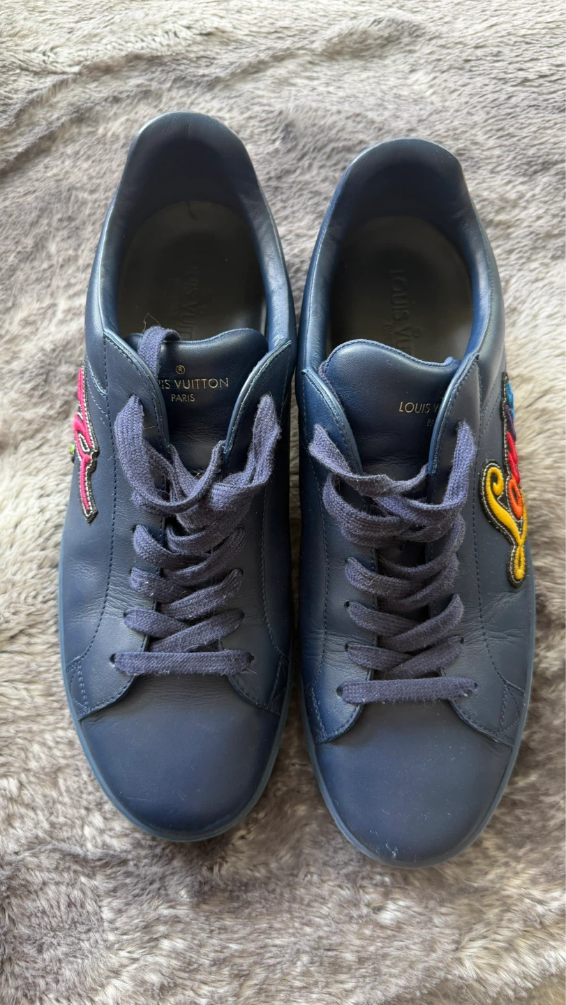 Louis Vuitton Navy Leather "Louis" Sneakers - photo 5