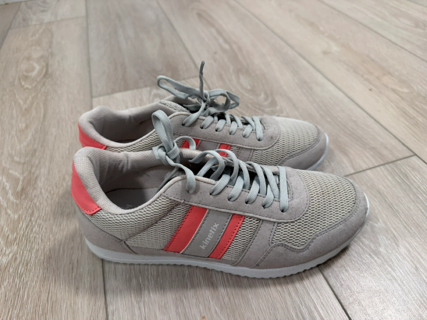 Kinetix Grey & Coral Mesh Sneakers