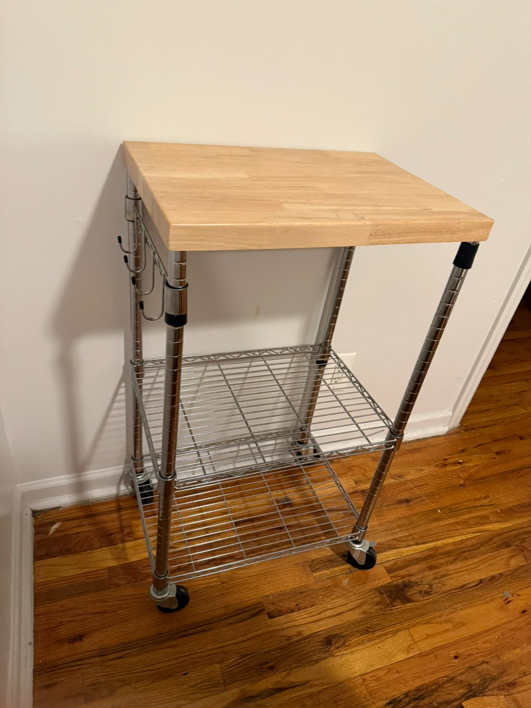 Kitchen Storage Cart with Wood Top - 3 Tiers