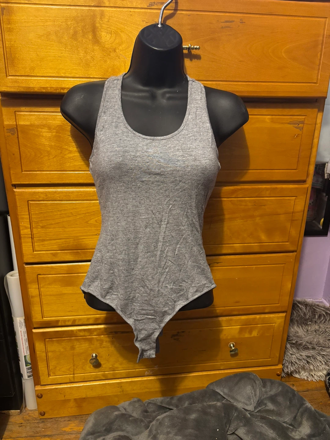 Grey Racerback Bodysuit