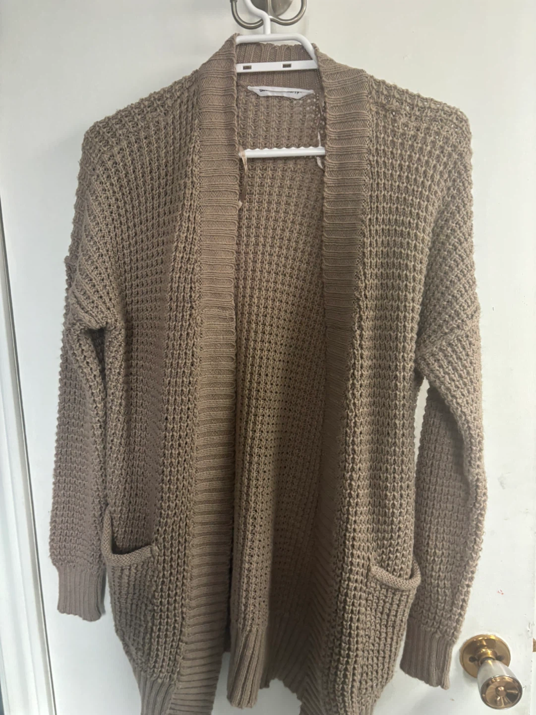 Tan Waffle Knit Cardigan