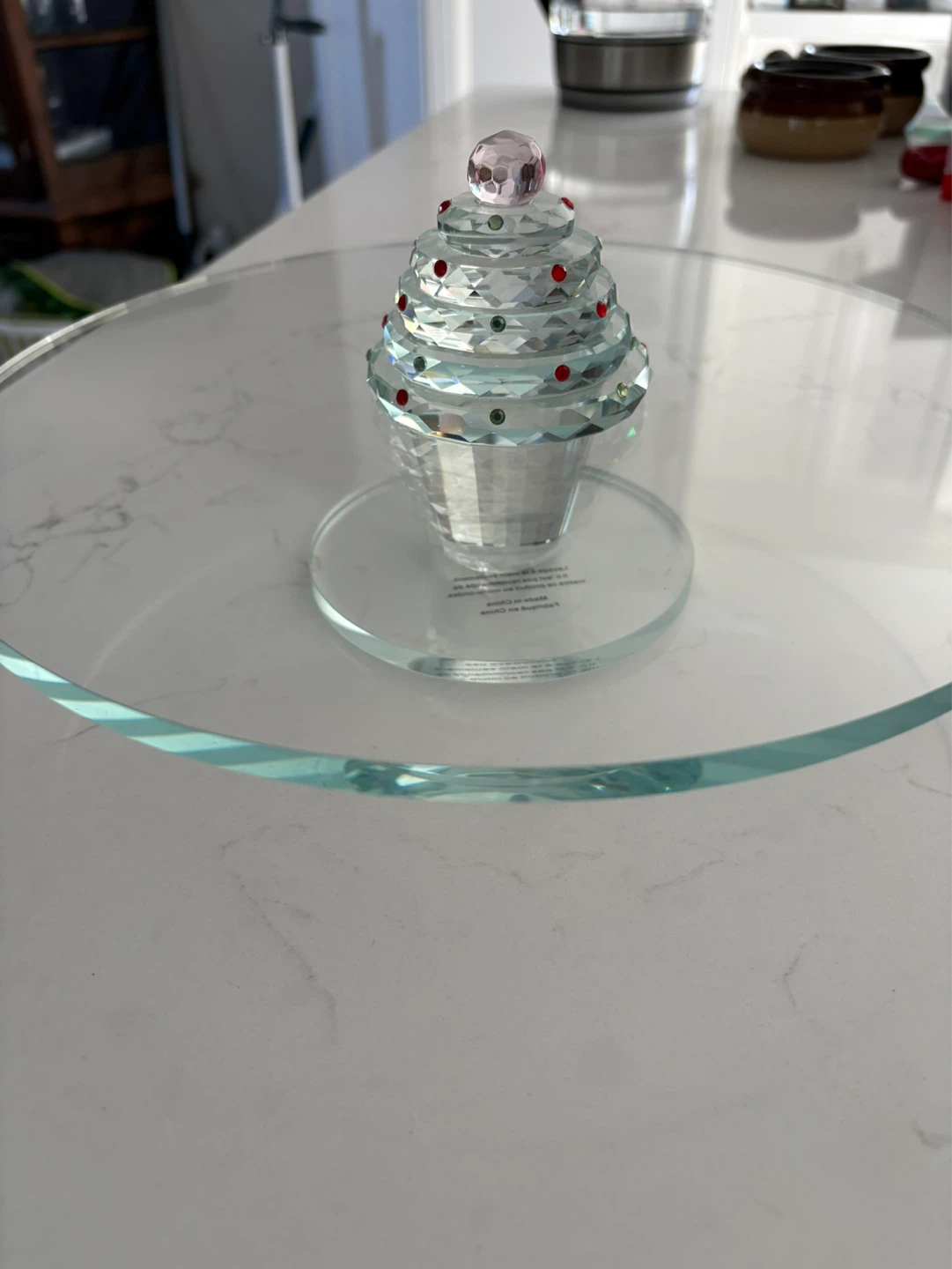 Glass Cupcake Stand with Crystal Topper