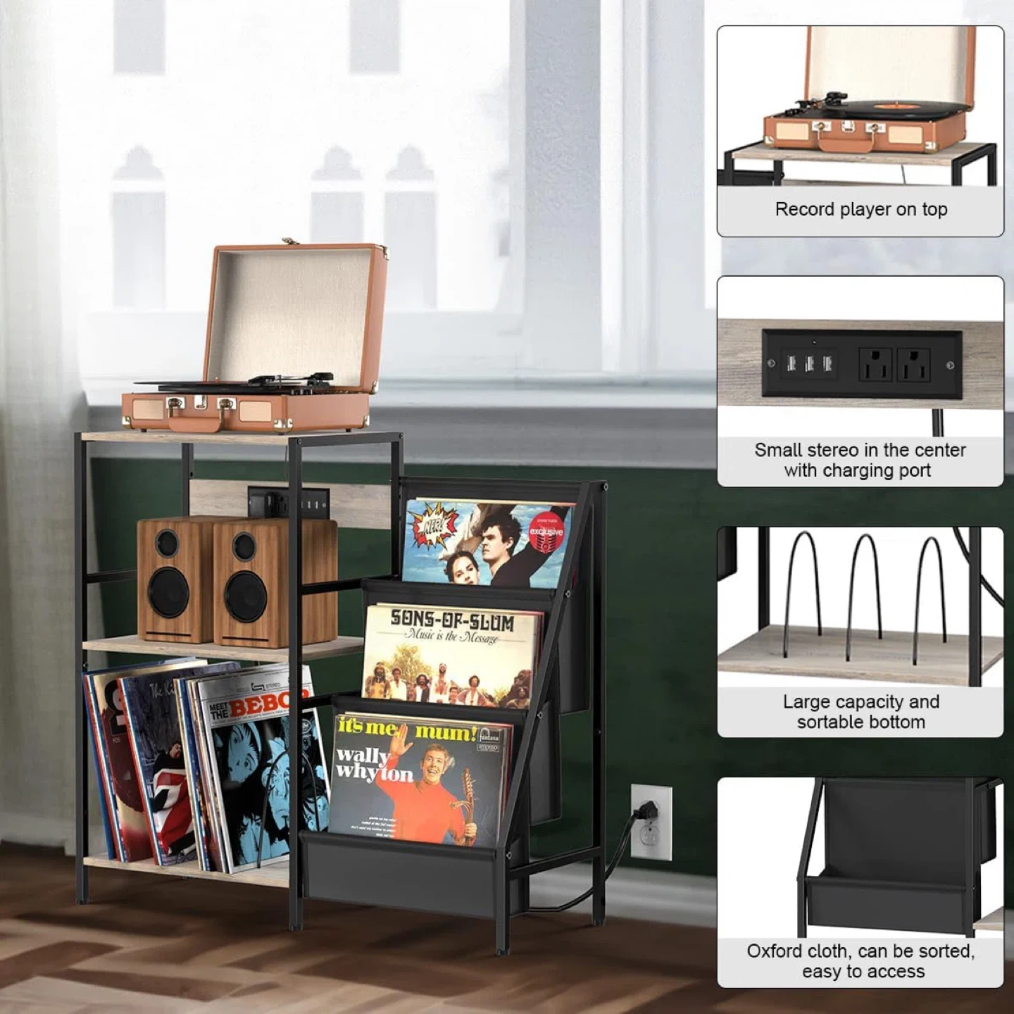 NEEDS TO GO 5/7 5/8 3-Tier Vinyl Shelf with Built-in Outlets - photo 3