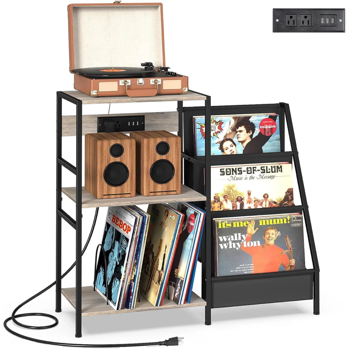 NEEDS TO GO 5/7 5/8 3-Tier Vinyl Shelf with Built-in Outlets - photo 4
