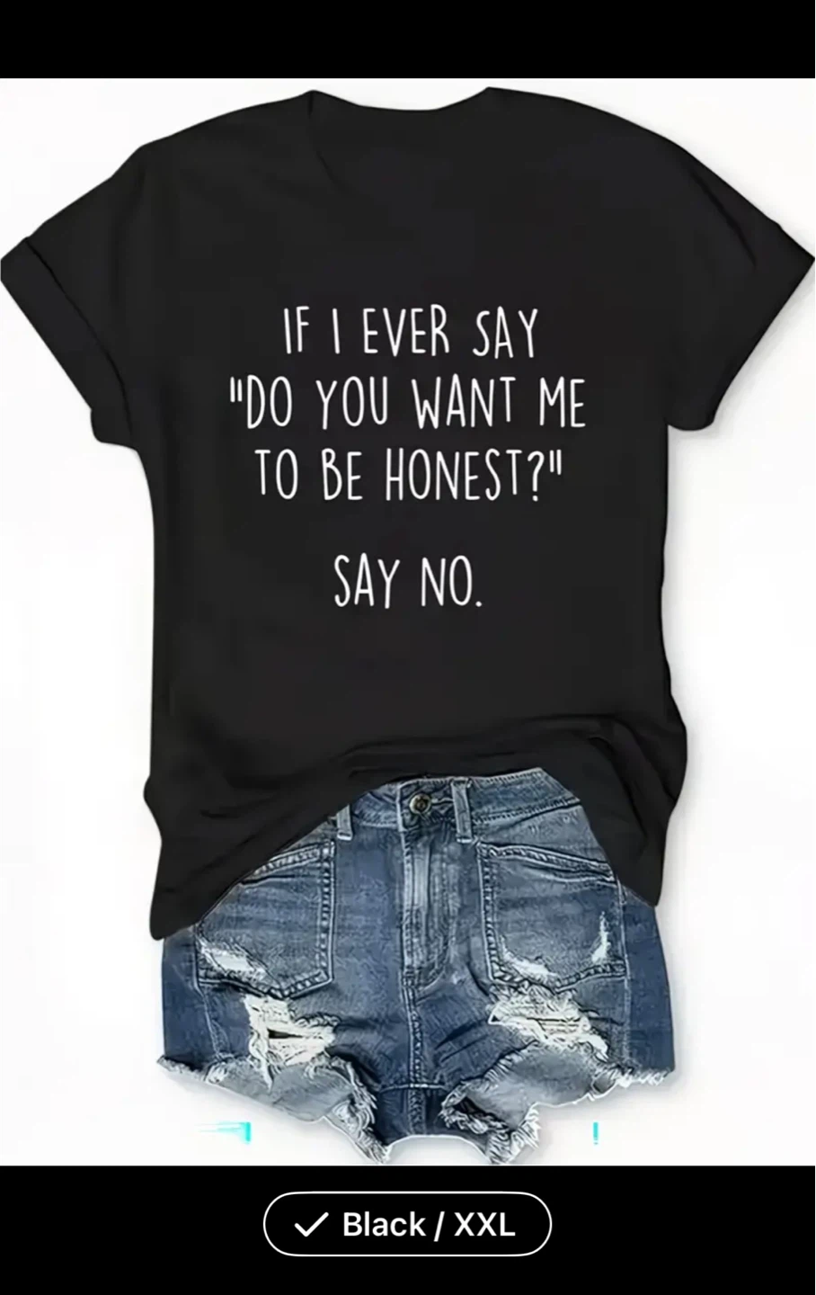 Black Graphic T-Shirt "Say No" Size XXL