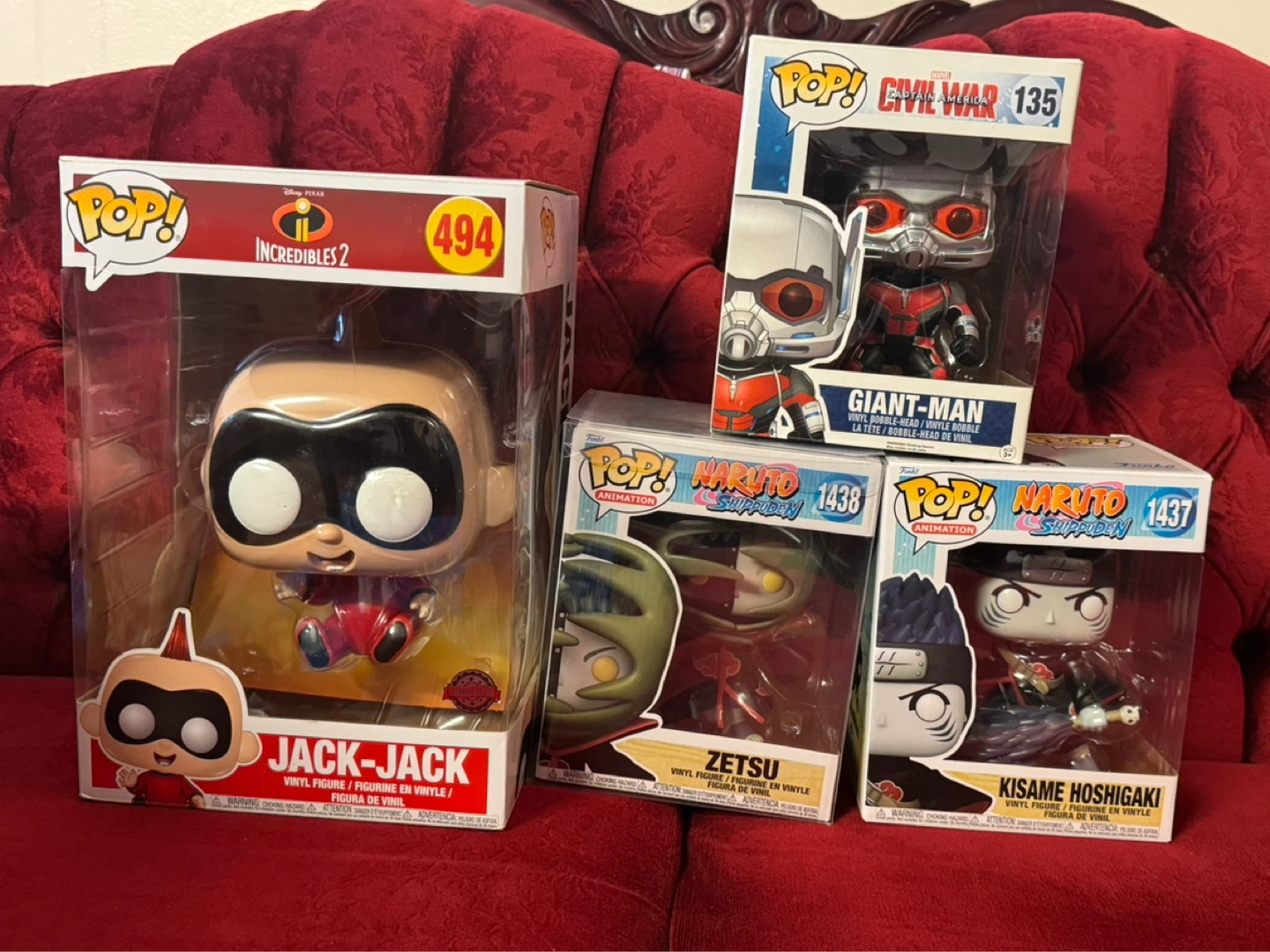$25 each Funko Pop Jack-Jack, Giant-Man, Zetsu, Kisame Hoshigaki