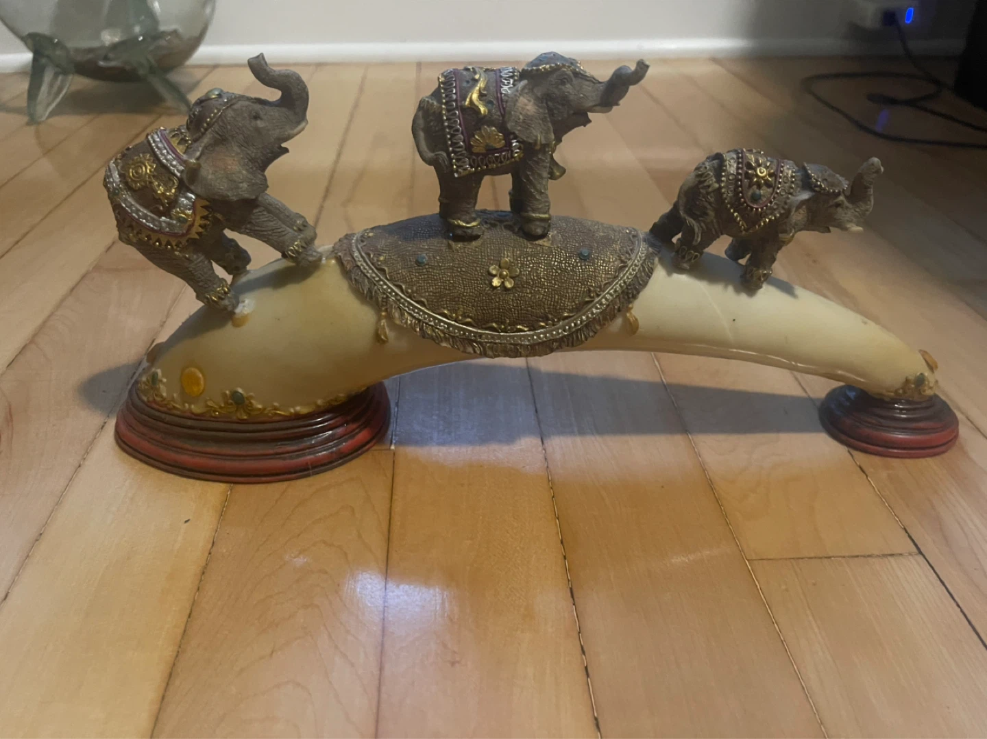 Elephant Figurines Decorative Accent 13”w by 6”h