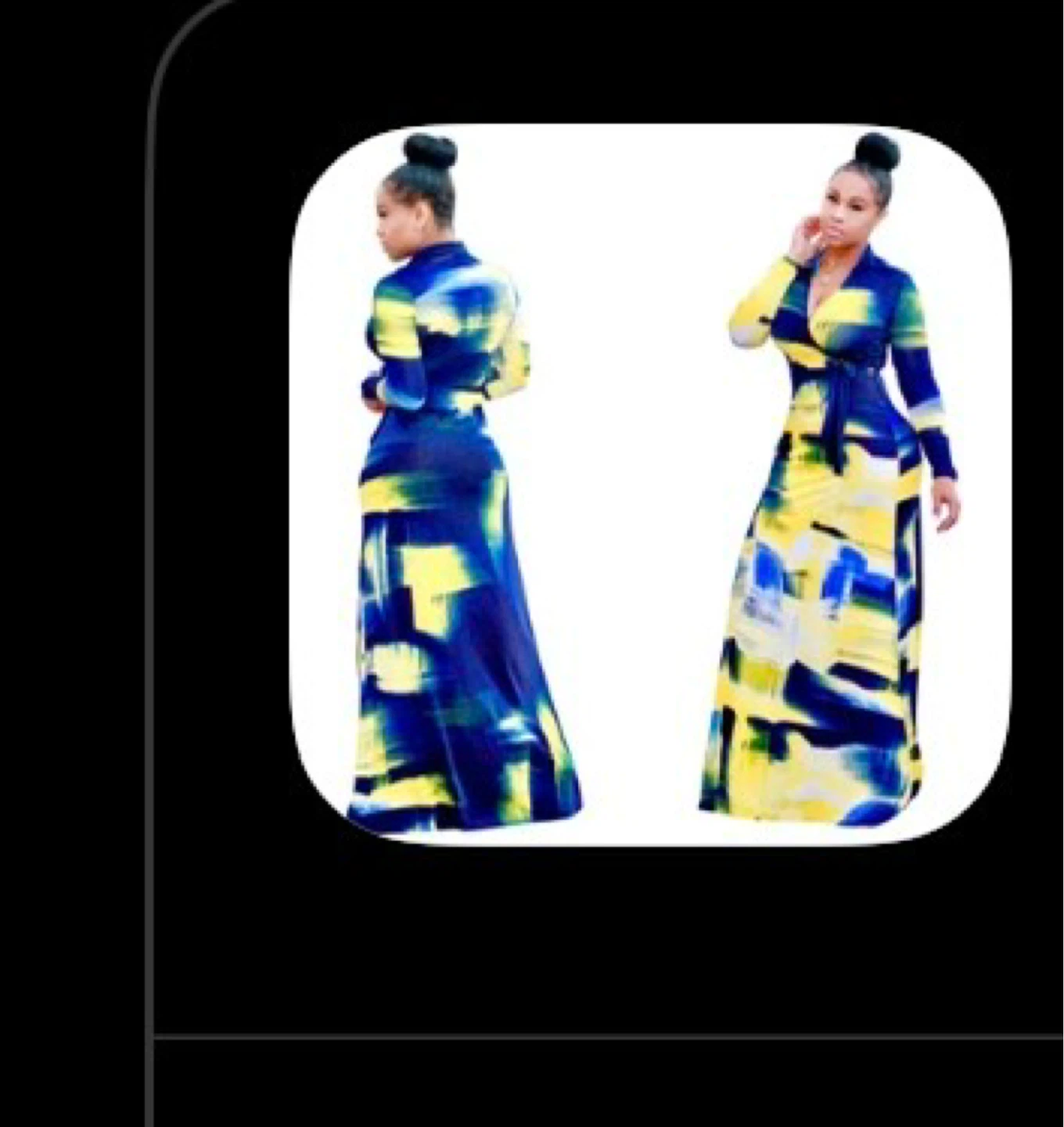 Women's Long Sleeve Abstract Print Maxi Dress