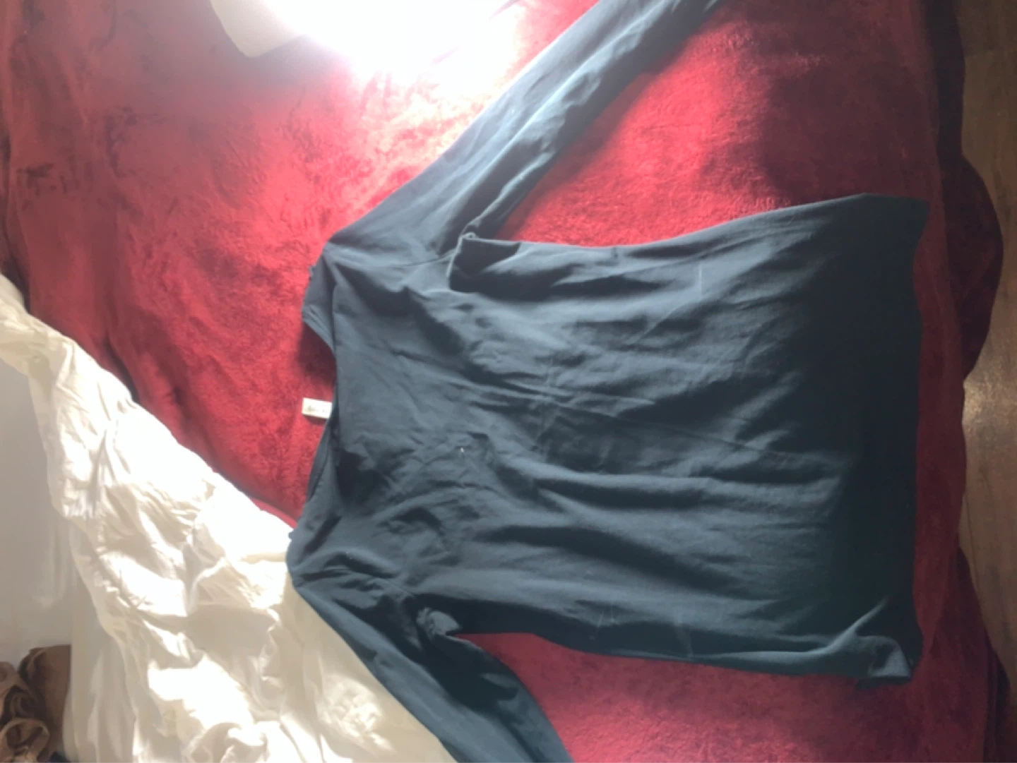 Black Long Sleeve Top with Ruffled Neckline - photo 3