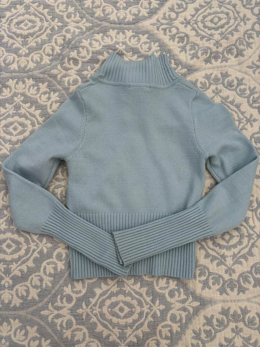 Forever 21 Light Blue Striped Zip-Up Sweater Size L - photo 4