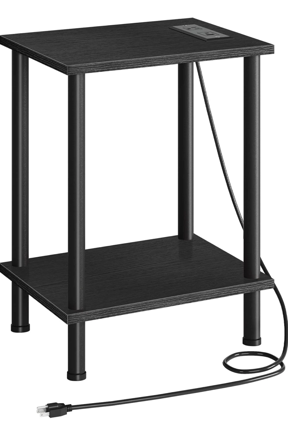 Black 2-Tier End Table with Built-in Charger - photo 4