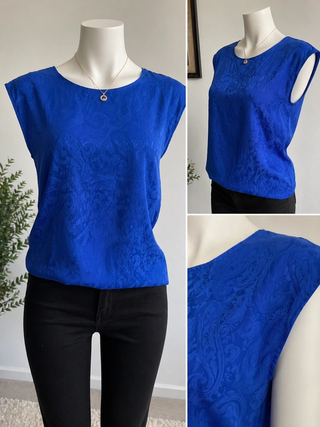 Women’s stylish blue blouse silk 100%
