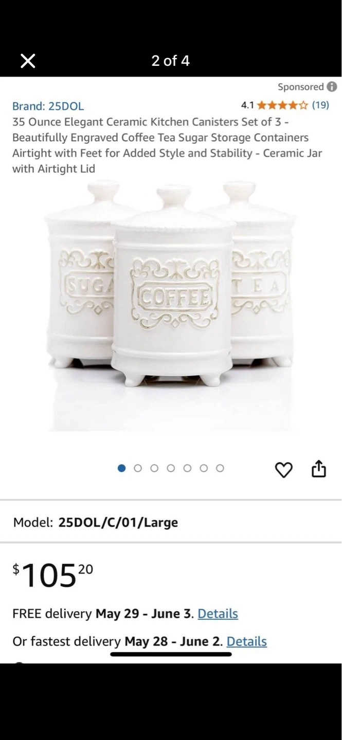 Ceramic Kitchen Canisters Set of 3 - photo 2