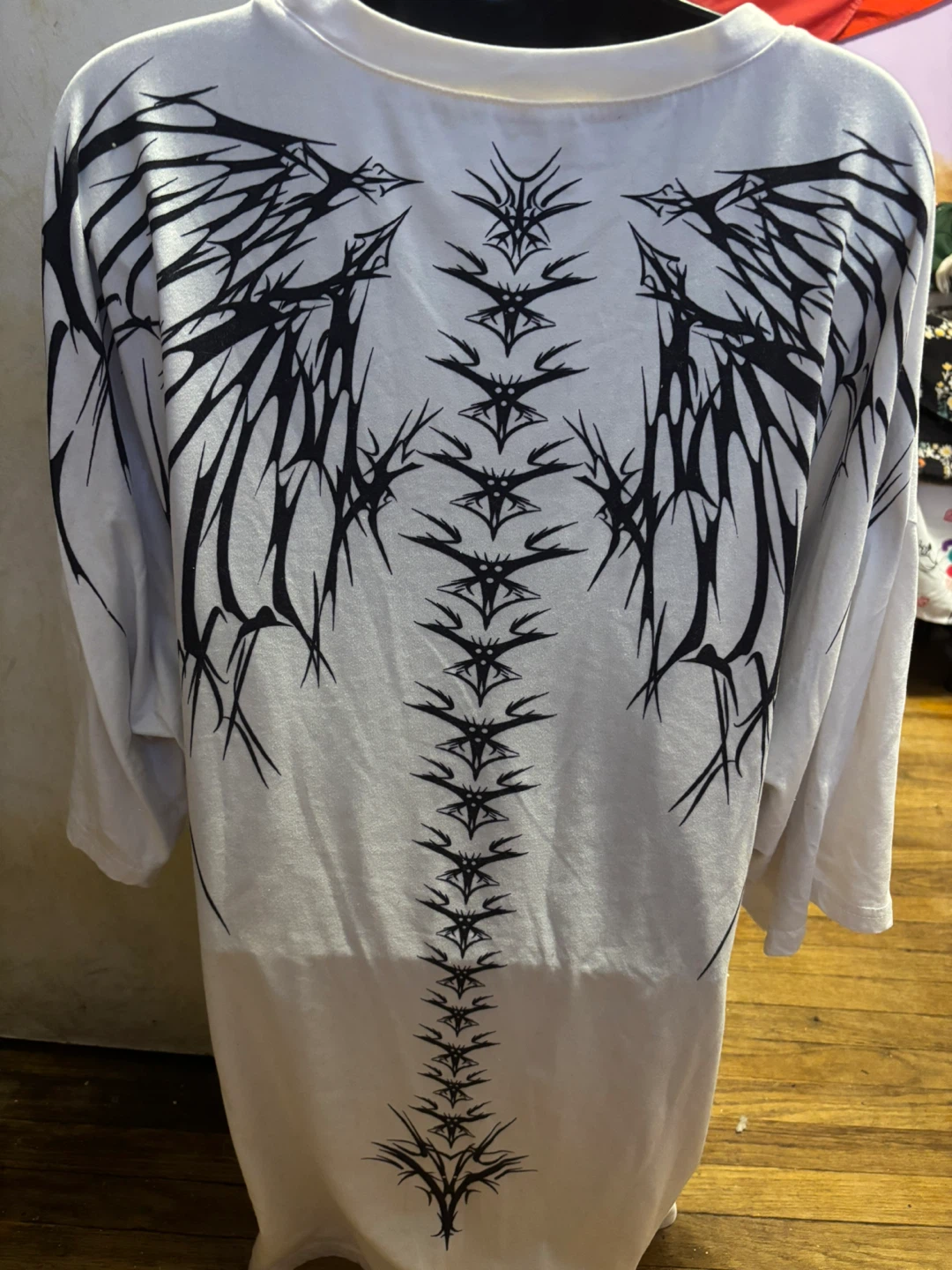 White T-Shirt with Black Graphic Print - photo 2