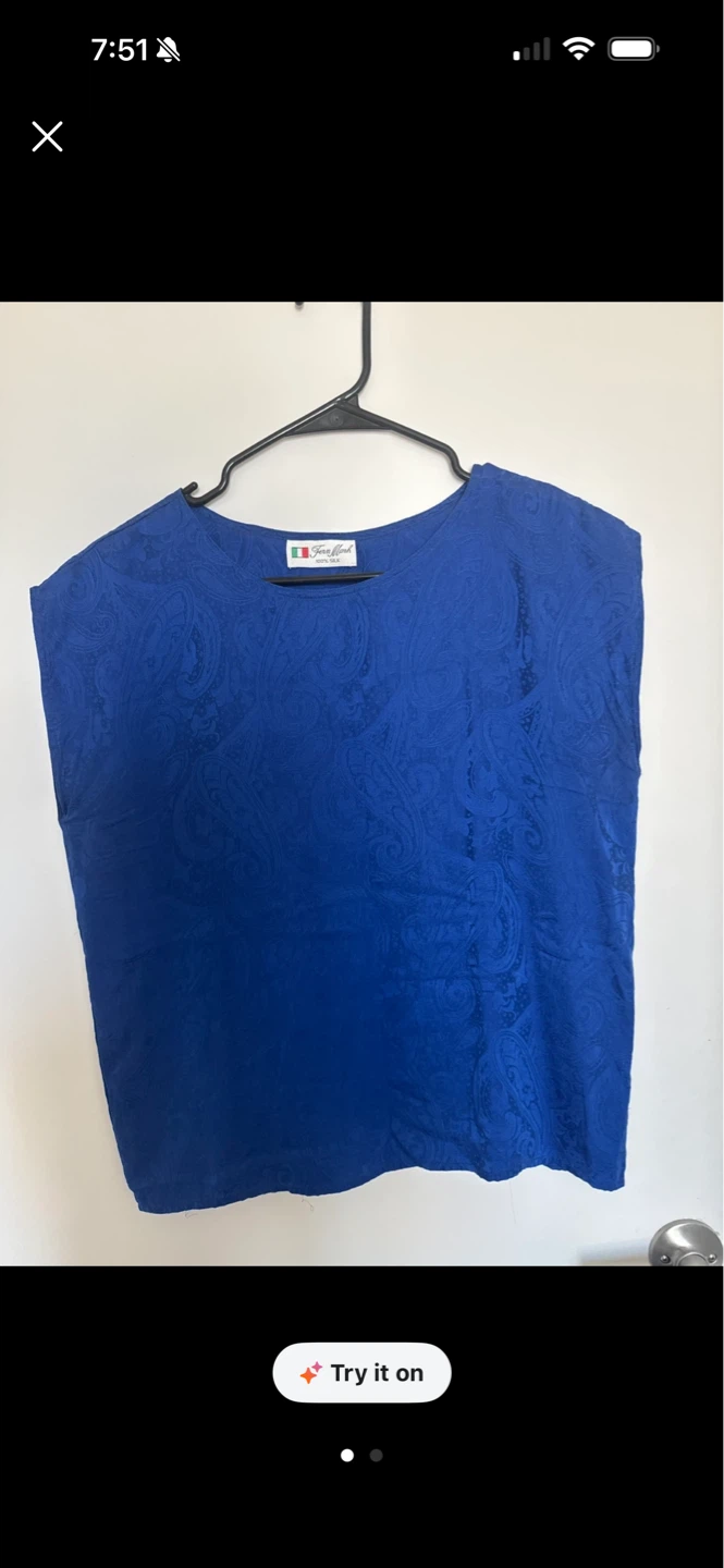 Women’s stylish blue blouse silk 100% - photo 2