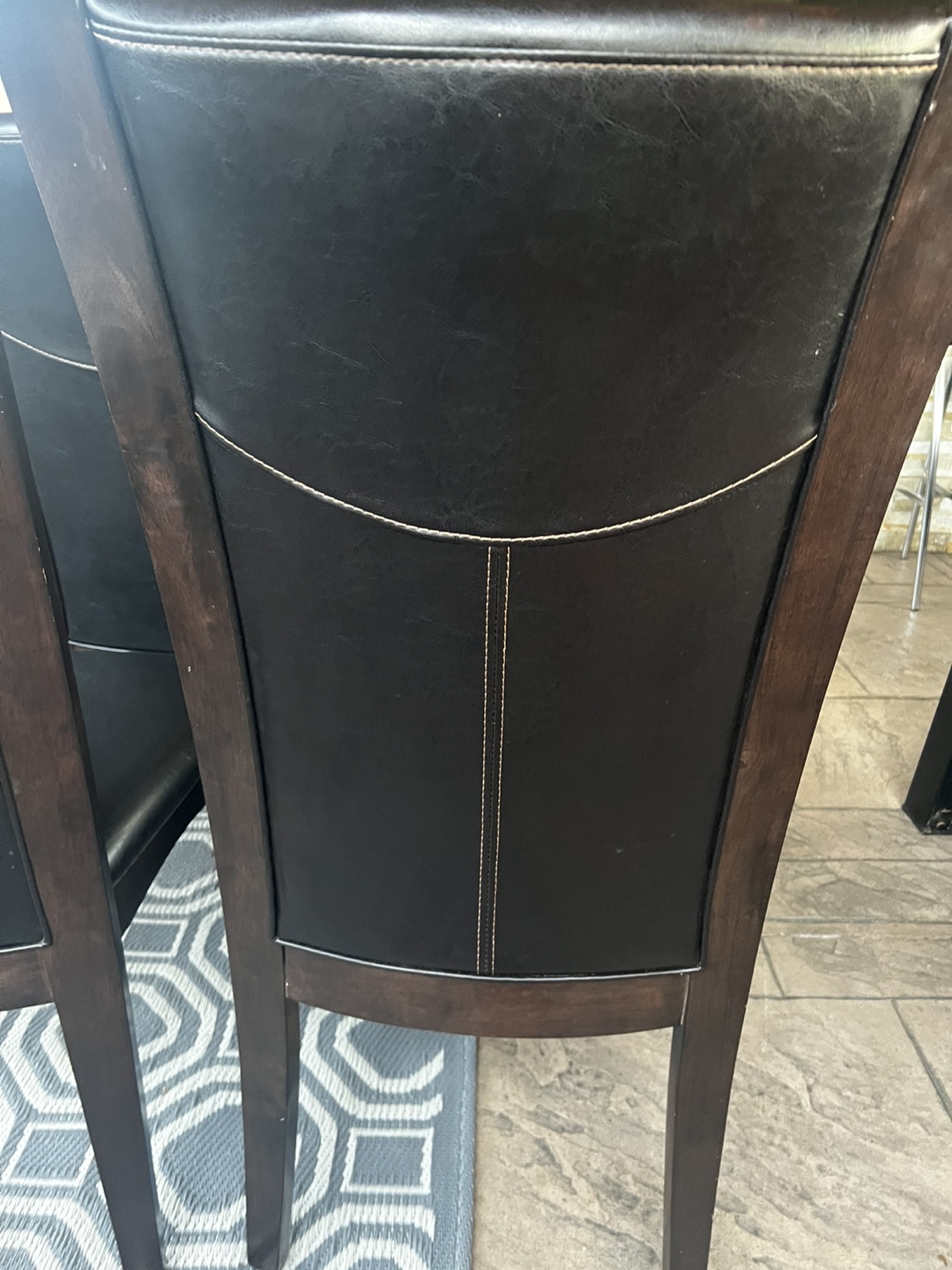 Set of 5 Dark  Brown Faux Leather Dining Chairs - photo 3