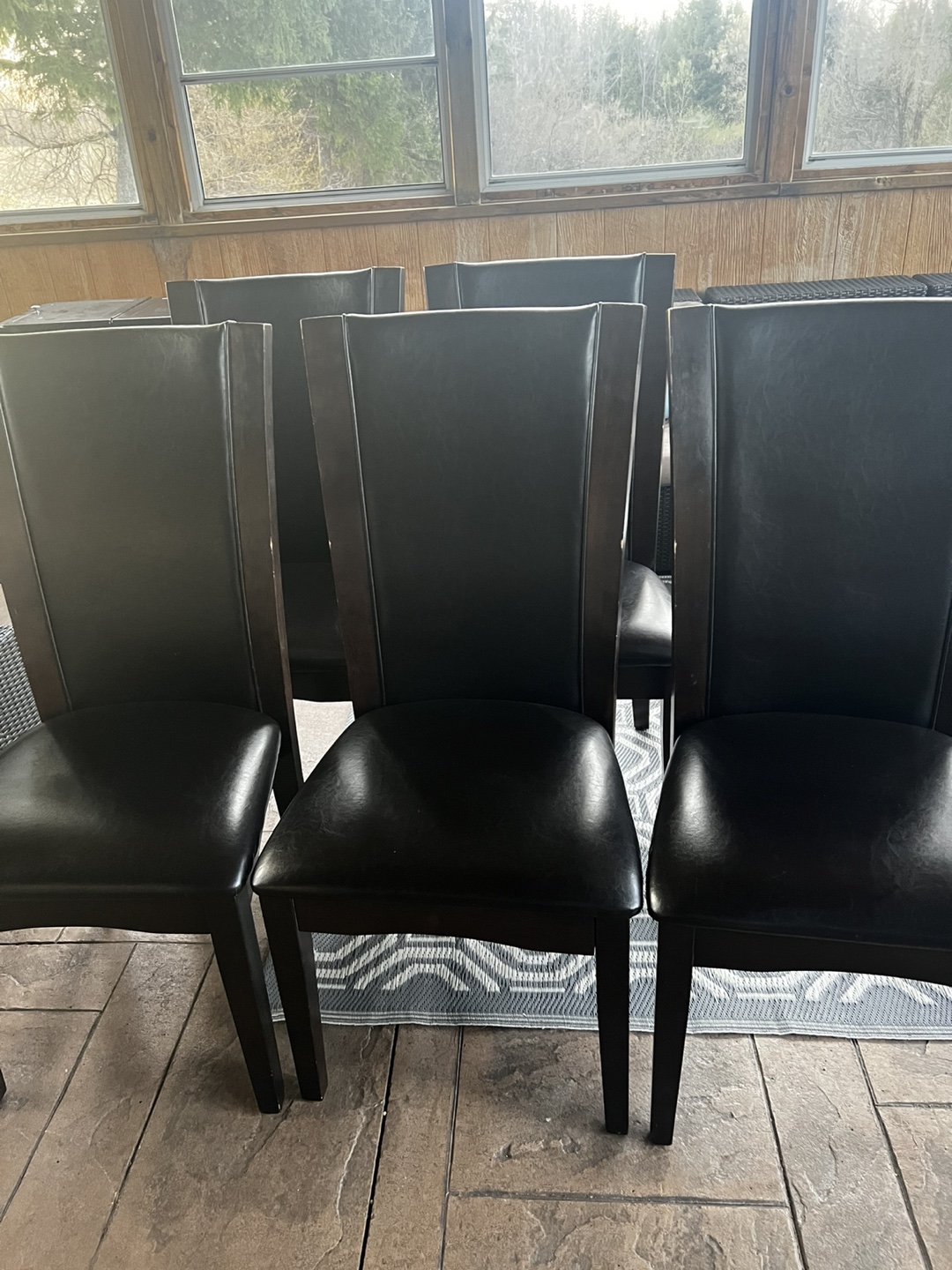 Set of 5 Dark  Brown Faux Leather Dining Chairs