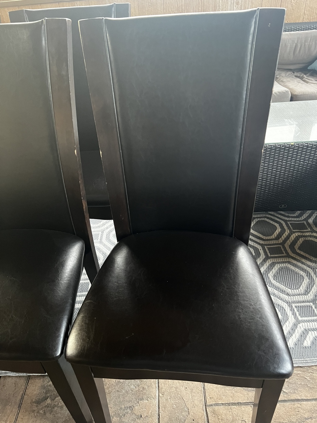 Set of 5 Dark  Brown Faux Leather Dining Chairs - photo 2