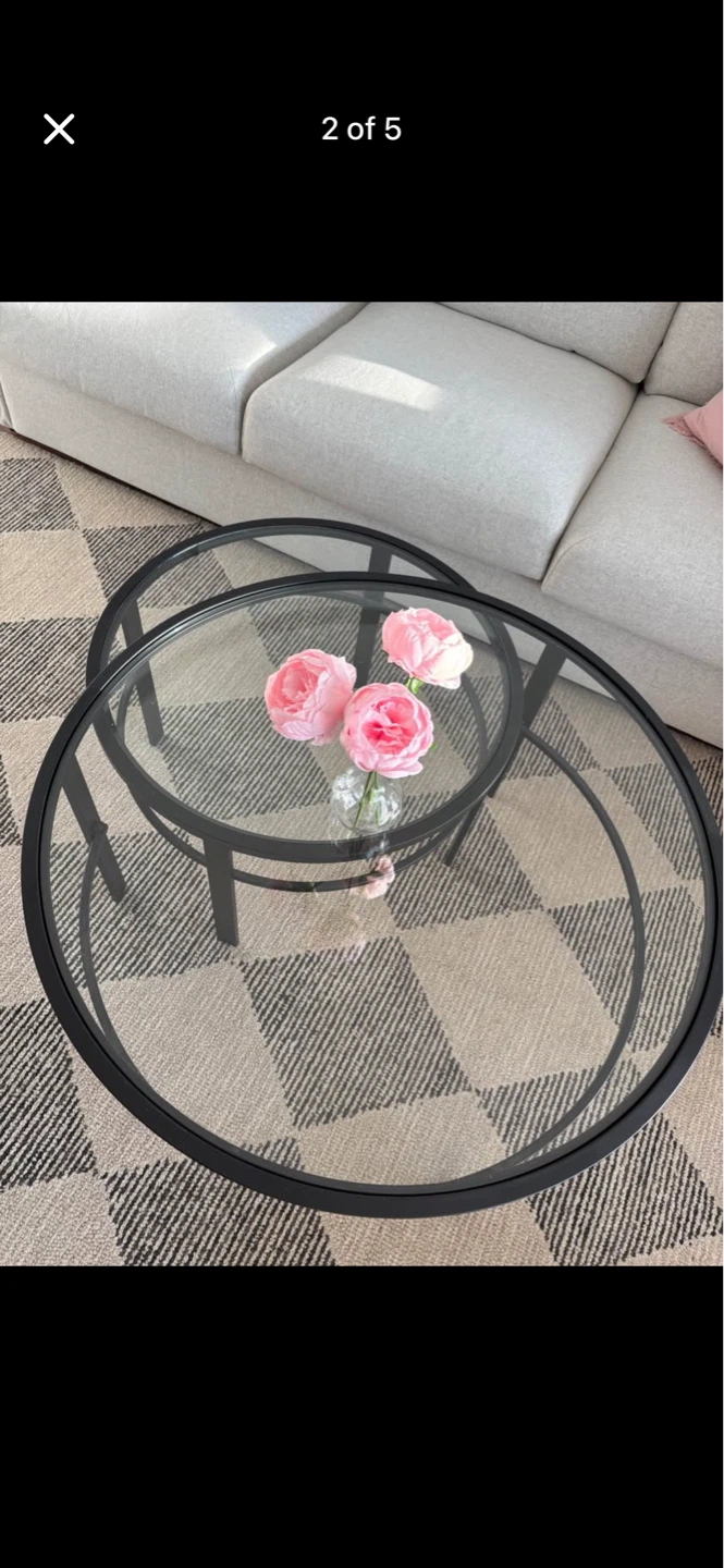 Modern Glass Top Nesting Coffee Tables - black - photo 2