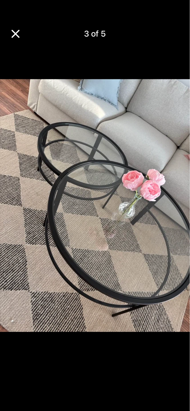 Modern Glass Top Nesting Coffee Tables - black - photo 3