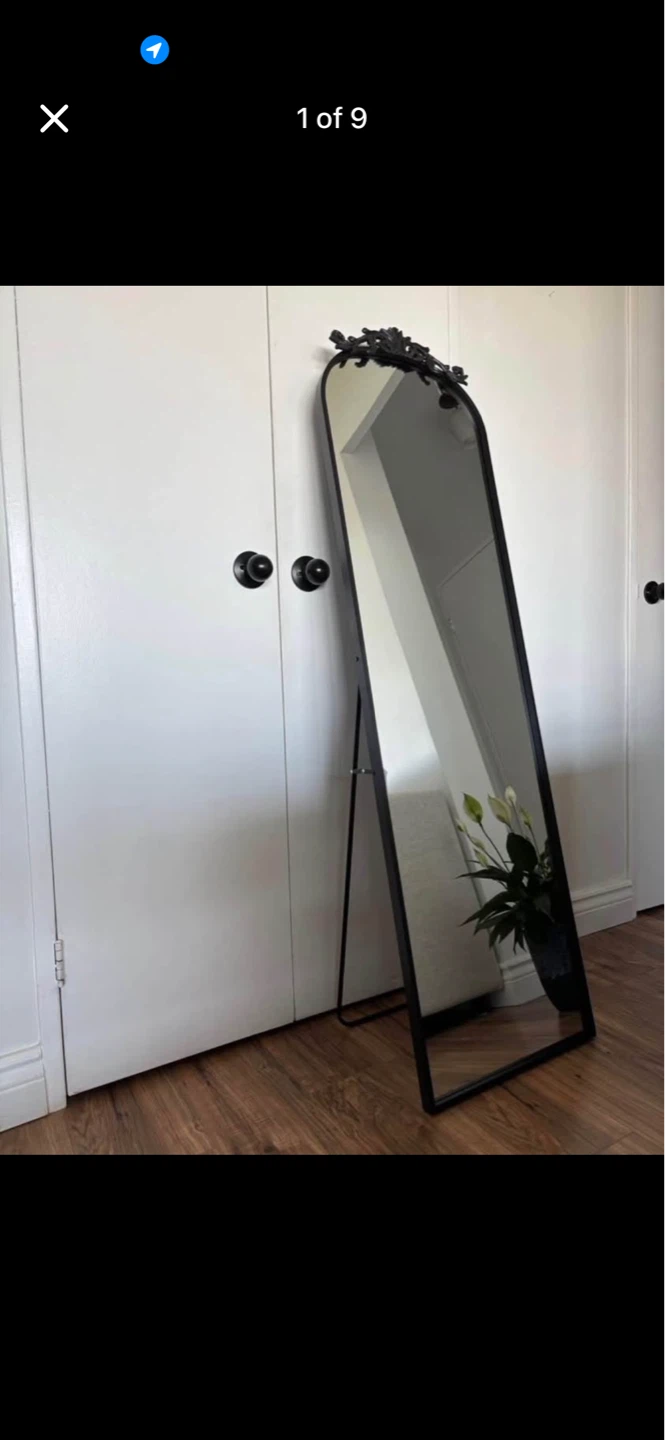 Black Arched Decorative Full Length Standing Mirror