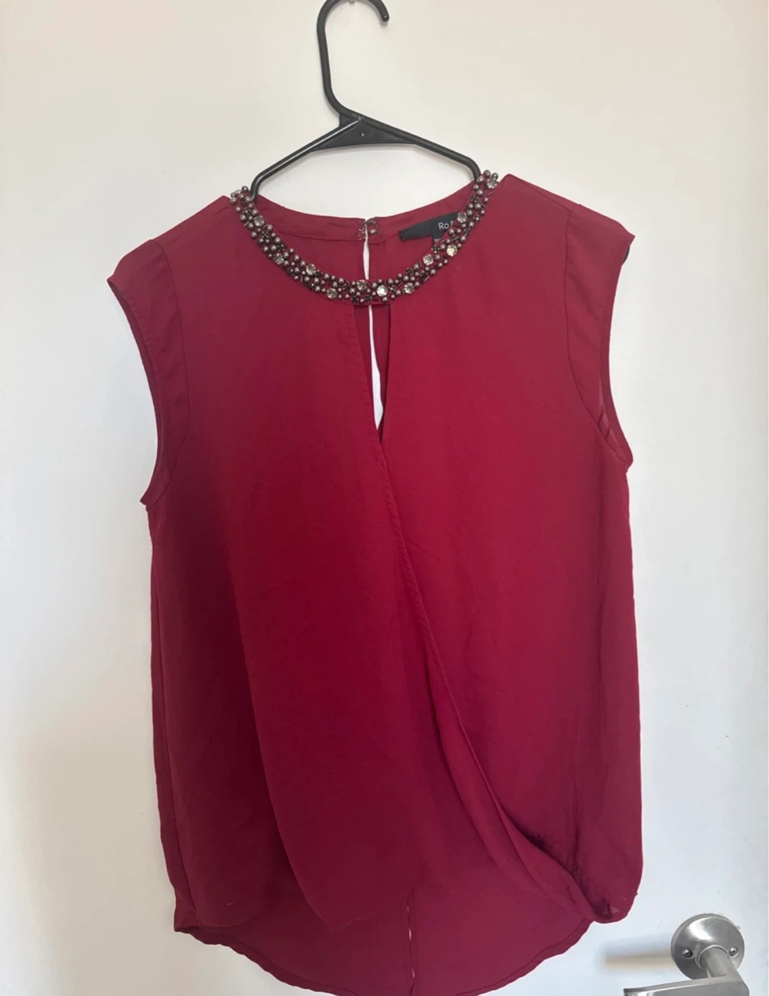 Ro & De Womens Red Beaded Cap Sleeve Blouse XS - photo 2