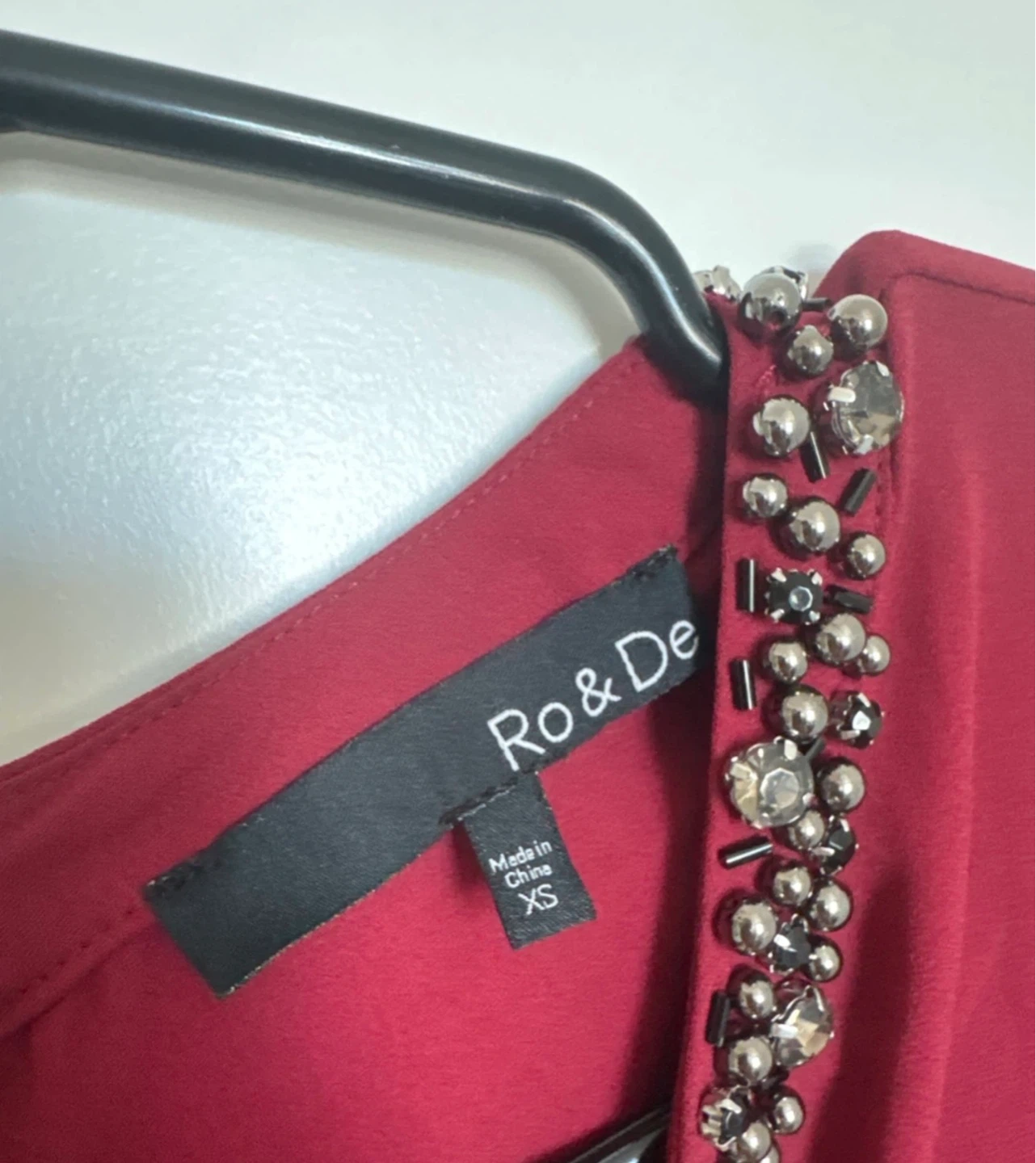 Ro & De Womens Red Beaded Cap Sleeve Blouse XS - photo 5