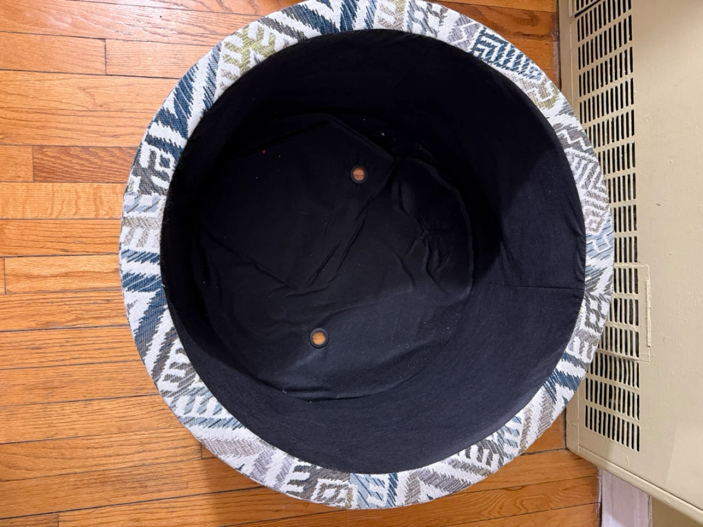 Round Storage Ottoman Pouf with Geometric Pattern - photo 3