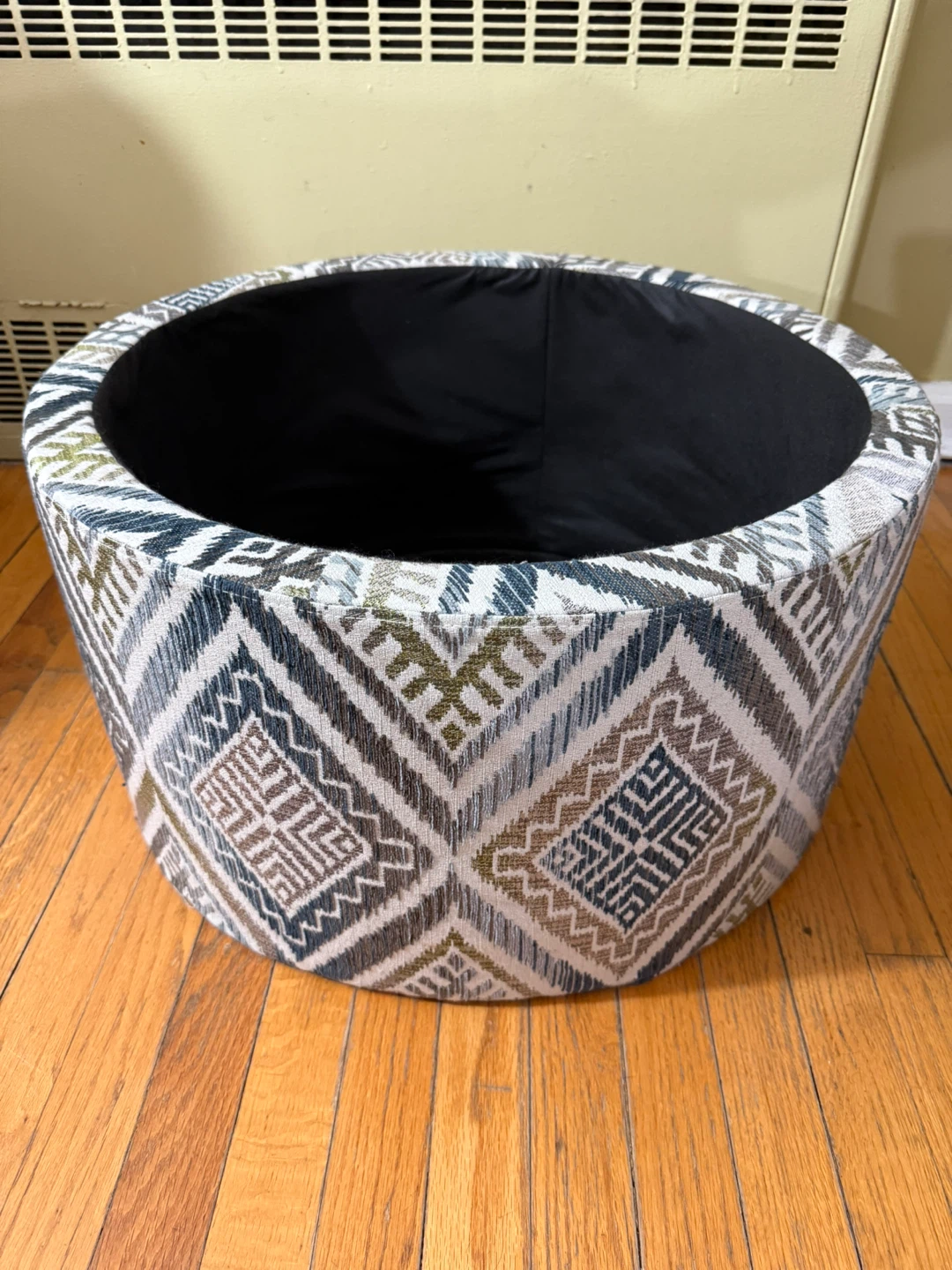 Round Storage Ottoman Pouf with Geometric Pattern - photo 2