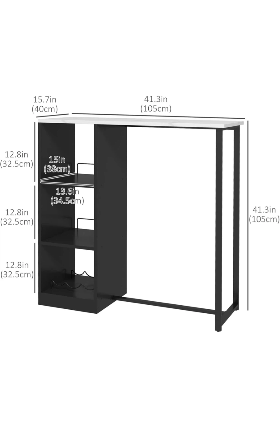 Black Bar Table with Shelves