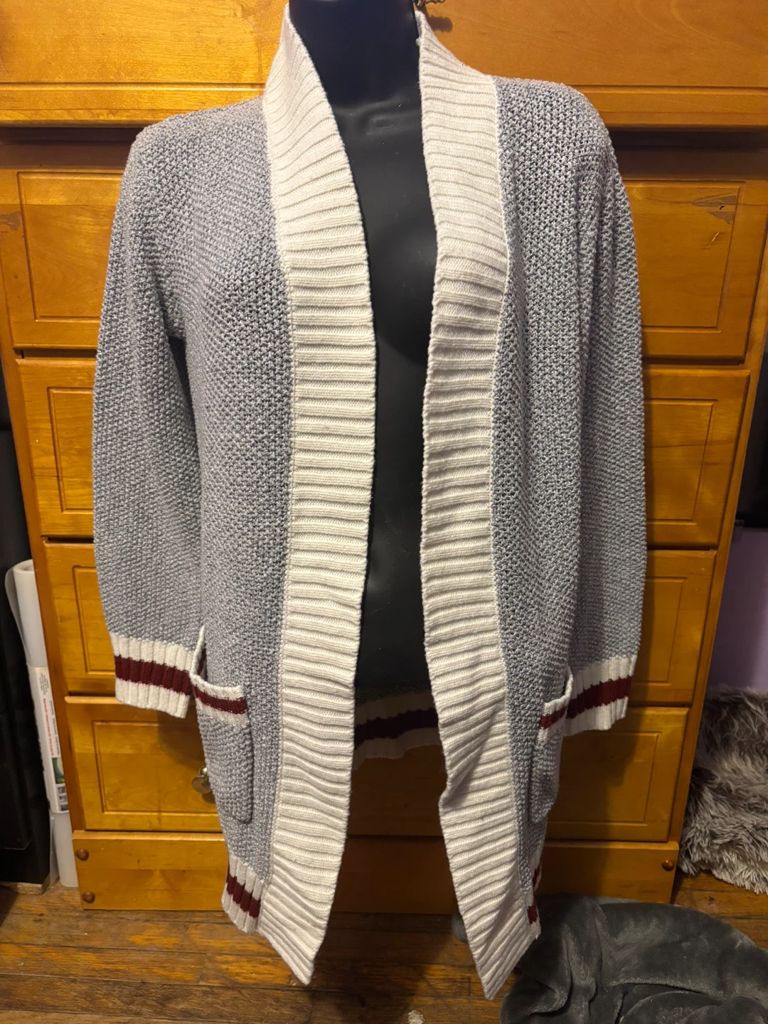 Grey Open Front Cardigan