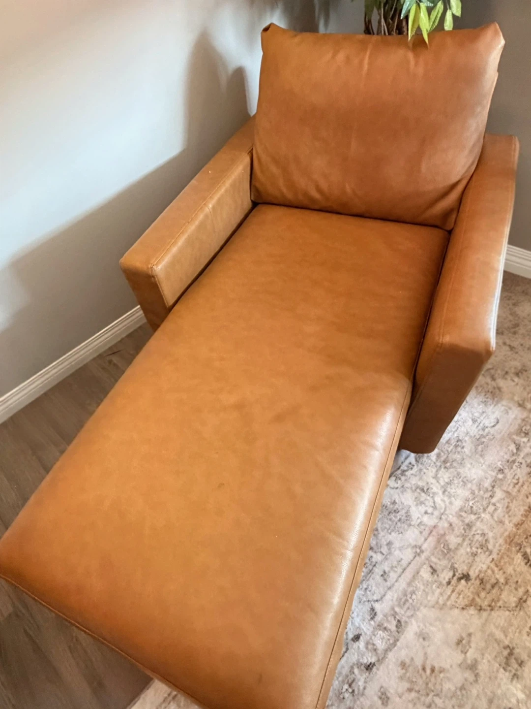 Cognac Vegan Leather Chaise Lounge - photo 5