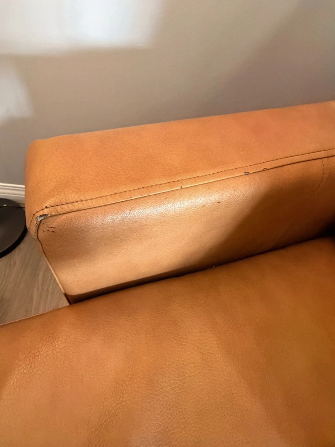 Cognac Vegan Leather Chaise Lounge - photo 4