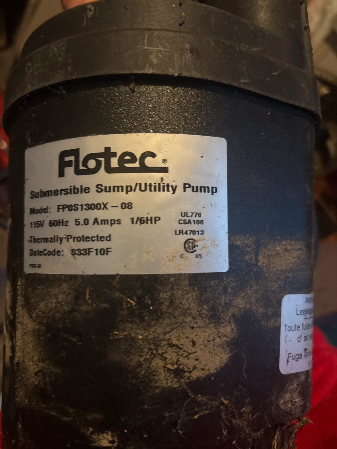 115 v sump pump works fine used