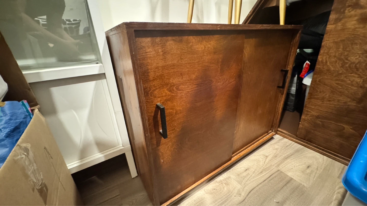 Wooden Cabinet with Sliding Doors