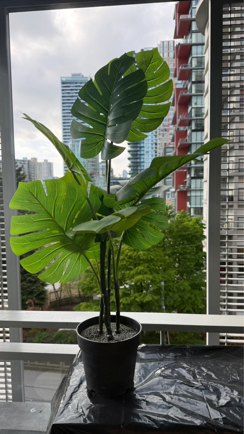 Artificial Monstera Plant in Black Pot
