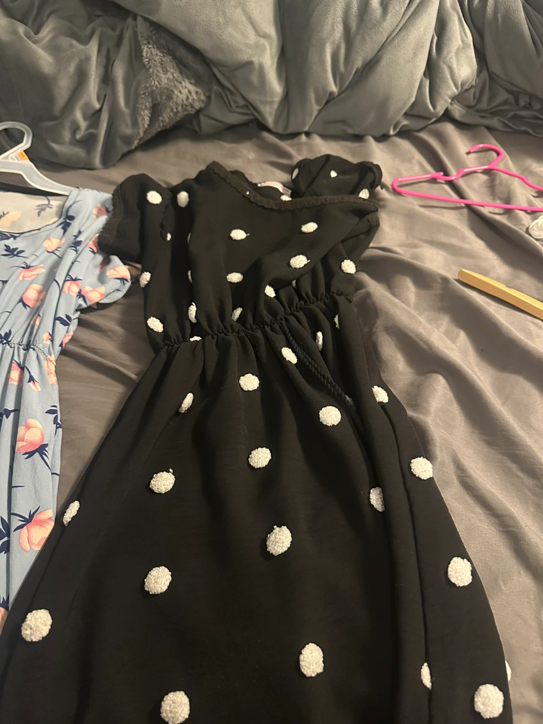 Girls Black Polka Dot Dress - photo 2