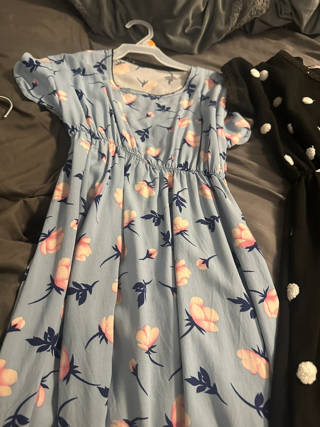 Blue Floral Dress with Pink Flowers