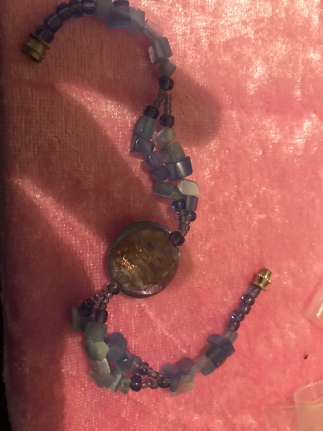 Blue Glass Bead Bracelet with Large Orb Accent - photo 2