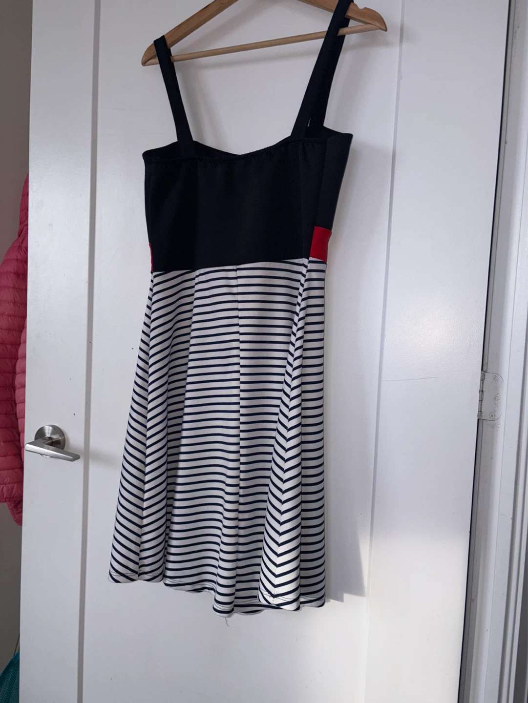 Striped Fit and Flare Dress with Zipper - photo 3