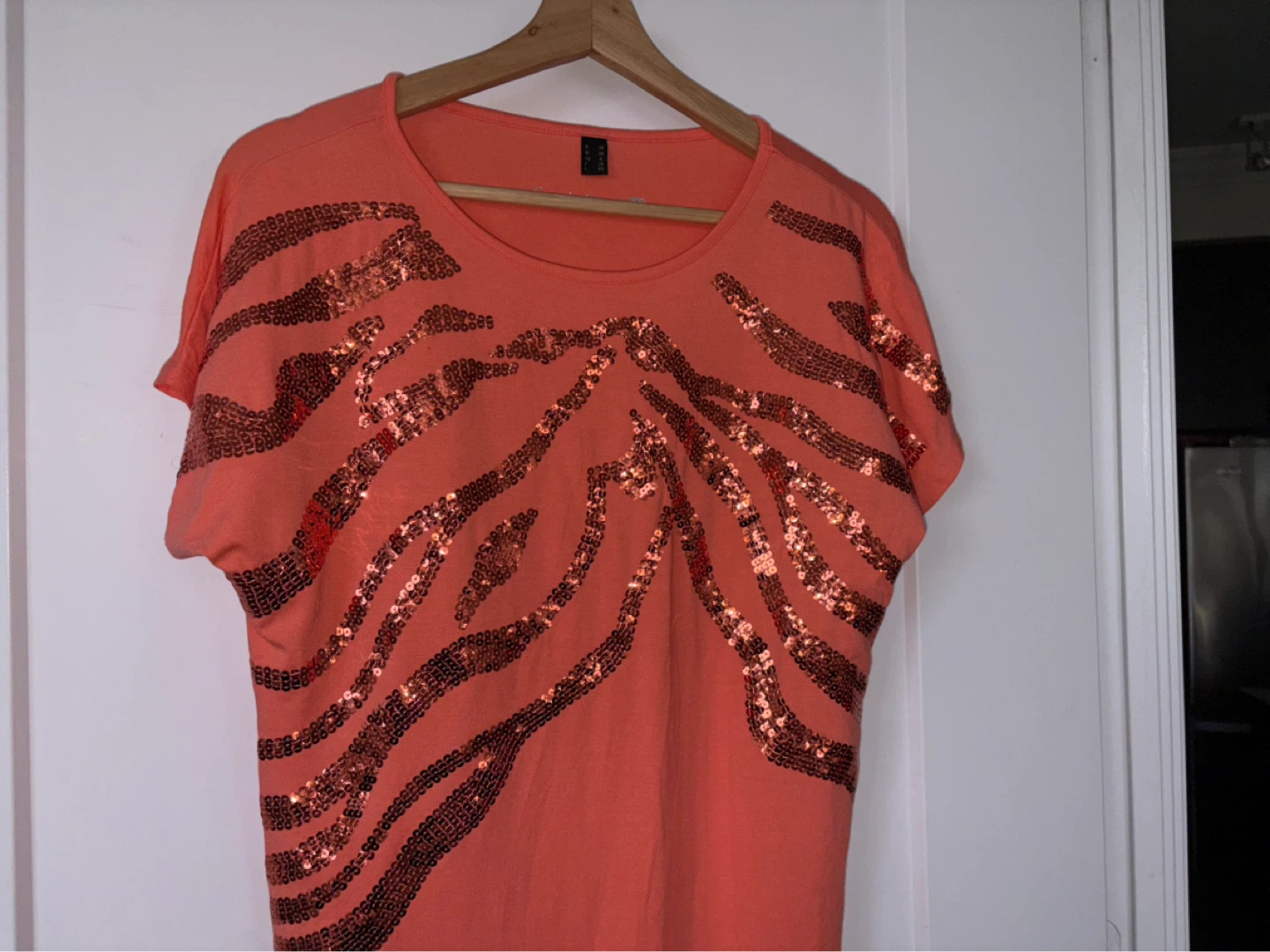 Orange T-Shirt with Bronze Sequin Design - photo 3