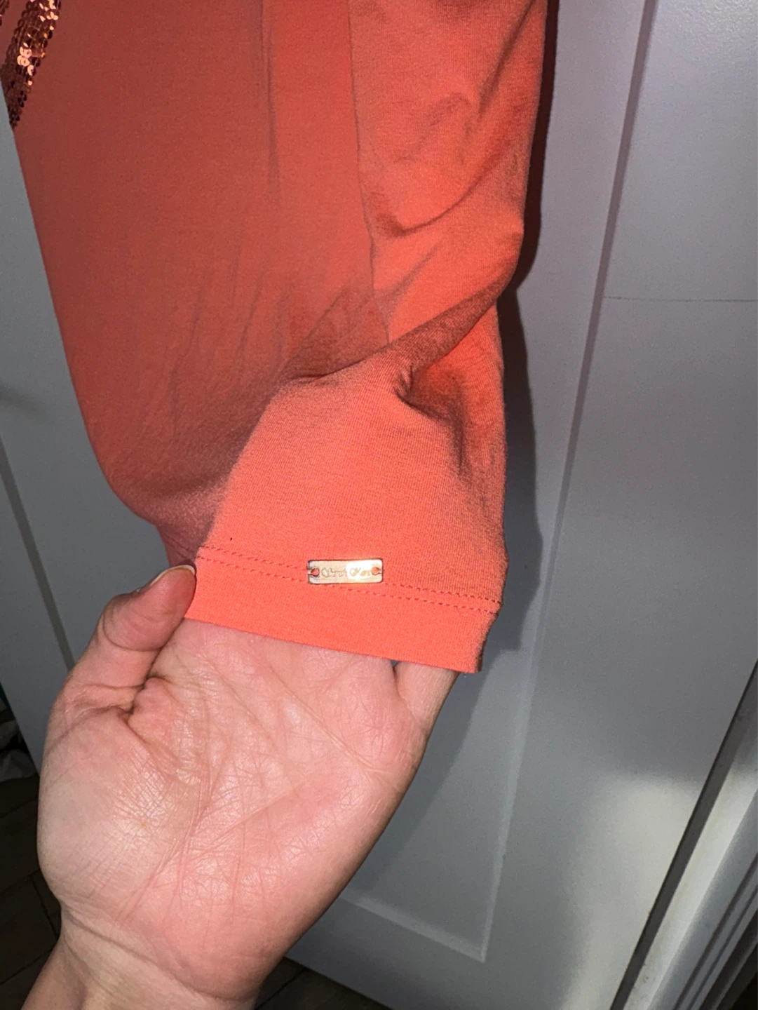 Orange T-Shirt with Bronze Sequin Design - photo 4