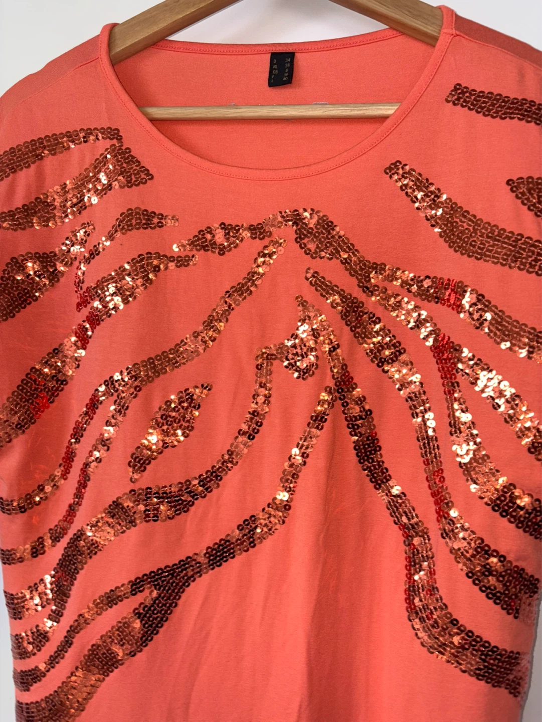 Orange T-Shirt with Bronze Sequin Design - photo 2