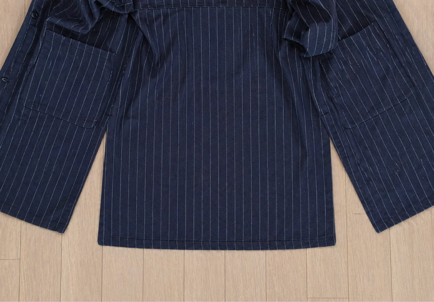 Zara Navy Pinstripe Coat with Sleeve Patch - photo 3