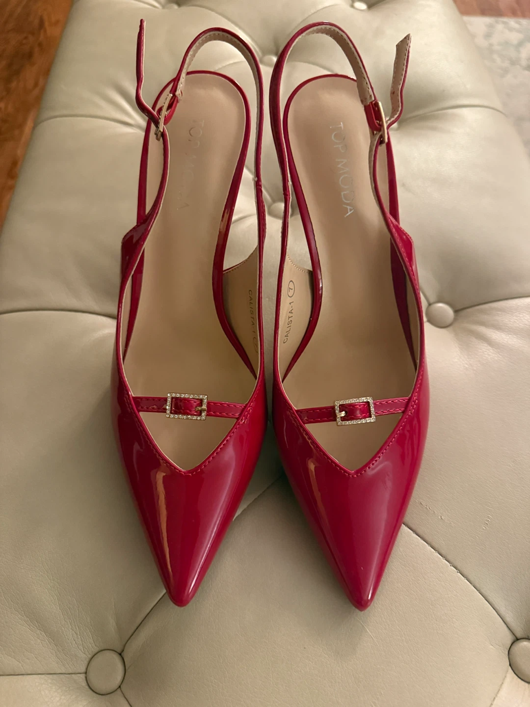 Top Moda Red Patent Slingback Heels