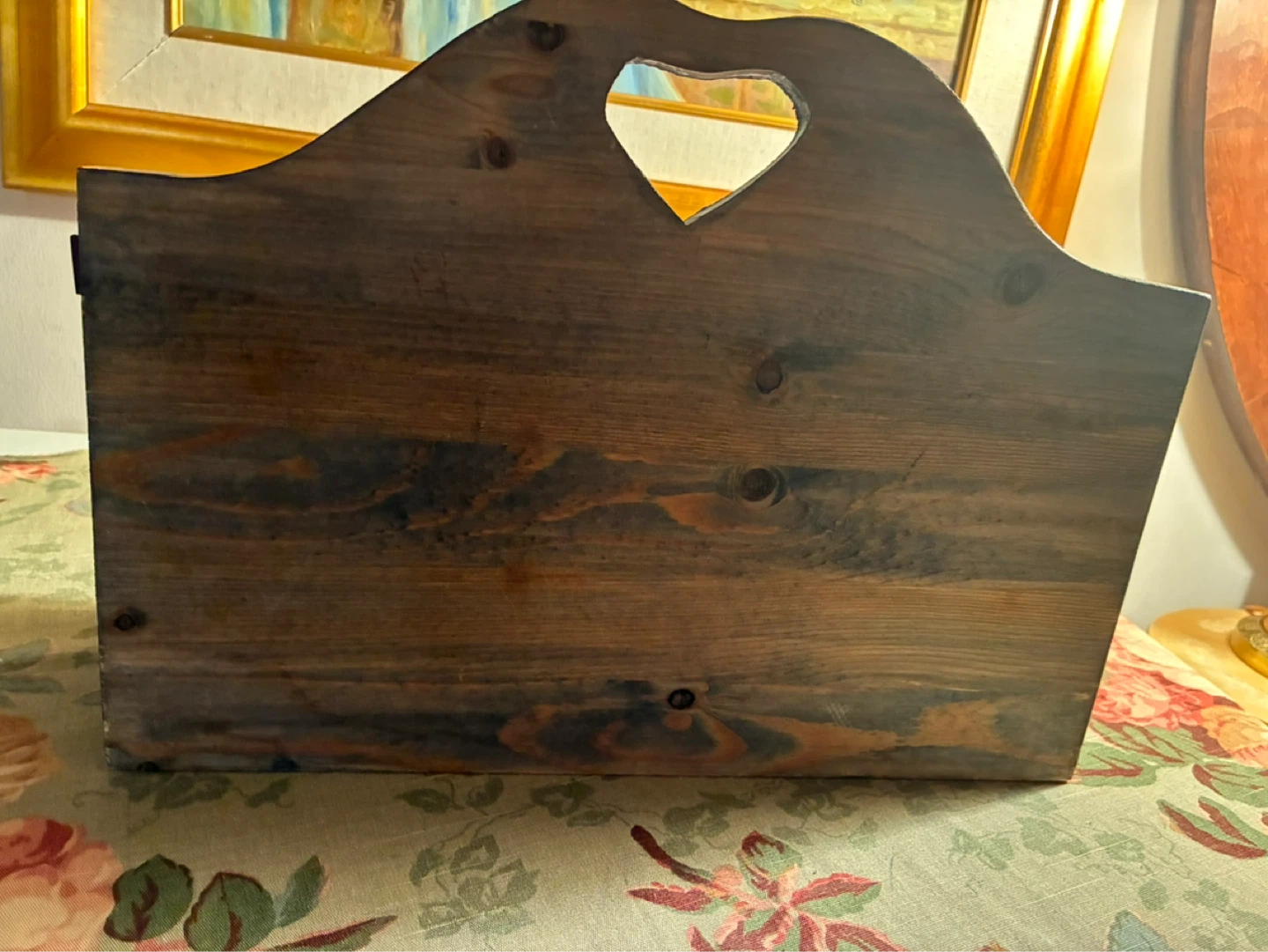 Wooden decorative storage box with heart cutout - photo 3